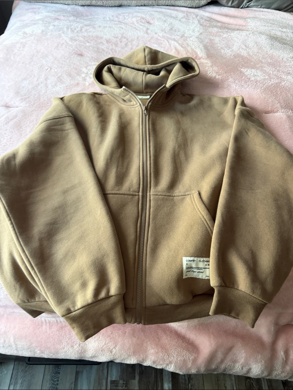 Comfort Zip-Up Hoodie in brown with Front Pockets.  Affirmation collection.
